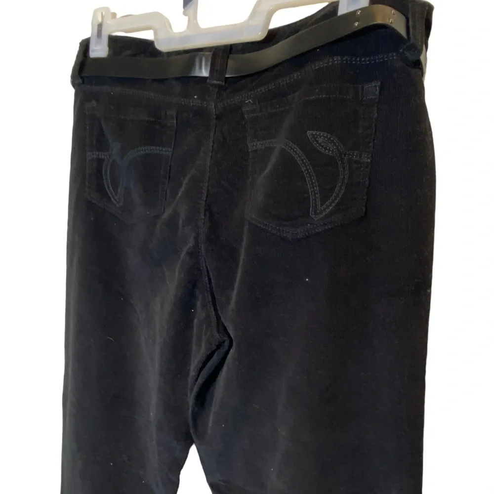Gloria Vanderbilt size 14 Priscilla belted Black corduroy straight leg pants